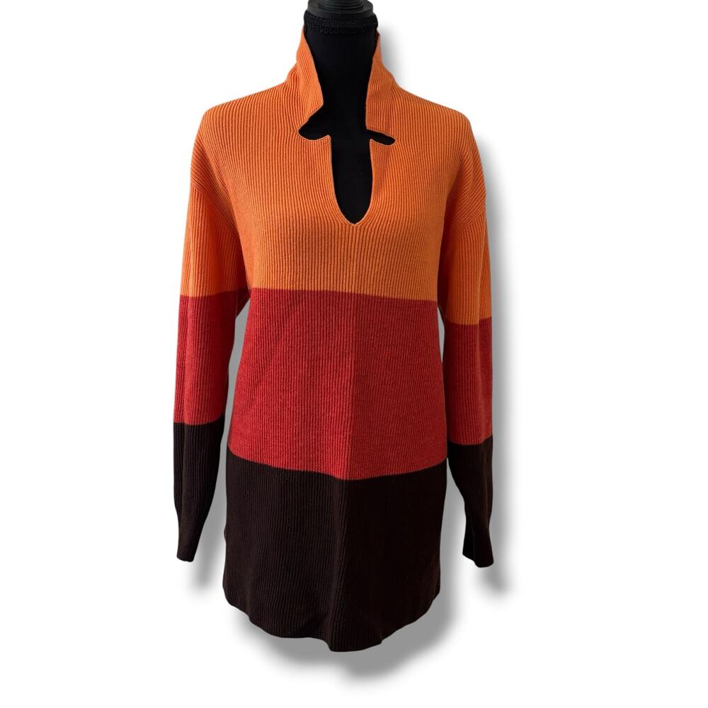 Escada Sport Colorblock Wool + Cashmere Sweater Size L Oversized Designer Italy